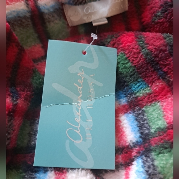 ALEXANDER DEL ROSSA plush plaid hooded bathrobe check robe COZY coastal TAGS SM - Picture 12 of 13